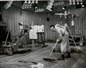 Don Meier in the early days of Chicago television in the 1940s where being a TV pioneer meant you did everything from producing TV programs to sweeping the floors after their conclusion.  